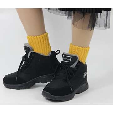 BomKinta Women Winter Solid Boots Socks Thick Warm Wool Socks Cozy Crew Socks for Women Christmas Gift, Brown Red Green Yellow Khaki, Medium