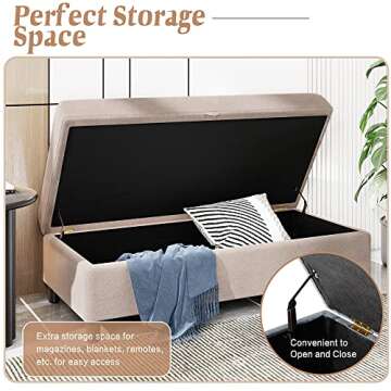 JAMFLY 79'' Sectional Sofa Couch with Storage Ottoman, Living Room Furniture Set Small Deep Convertible Sofa, L-Shaped Couch Wide Reversible Chaise with Linen Fabric (Dark Beige)