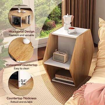 Coffee Table, Modern Decorative Coffee Center Table, Geometric Wood Coffee Table for Living Room with Storage Compartment Space