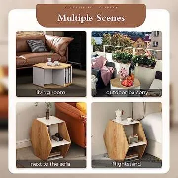 Coffee Table, Modern Decorative Coffee Center Table, Geometric Wood Coffee Table for Living Room with Storage Compartment Space