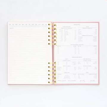 Designworks Ink Standard Issue No. 12 Dusty Pink Undated Planner Notebook Journal with Lined Pages, Elastic Pen Holder, and Durable Spiral Binding for Work, Writing, Journaling - 6" x 8.25"