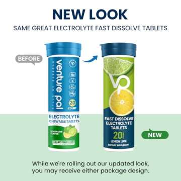 Venture Pal Chewable Electrolyte Tablets, Fast-Dissolve Sugar-Free Stick Salt Tablets - Variety Pack...