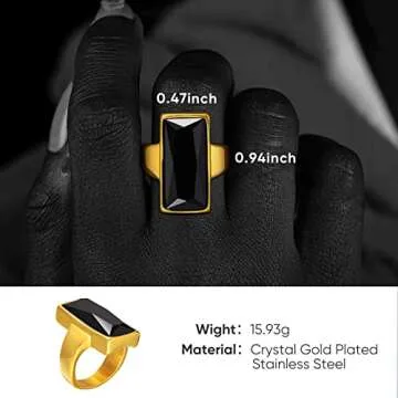 Elegant Gold Plated Black Glass Ring for Women