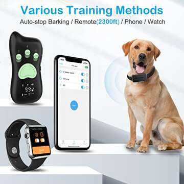 Dr.Trainer Dog Shock Collar with Remote, 2300ft Electronic Dog Training Collar, Waterproof IPX8 Dog Bark Collar for Large Dog with Custom Sound, APP Setting & Barking Record