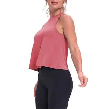 Mippo Workout Tops for Women High Neck Tank Cropped Workout Top Womens Muscle Tank Athletic T Shirts Crop Tees Rose S