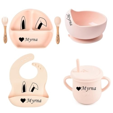 Personalized Food Grade 6pcs Baby Feeding Set - BPA Free Self Feeding Essentials