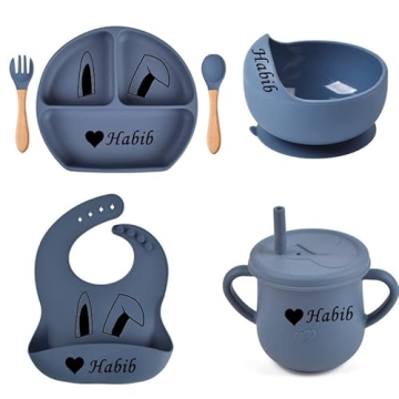 Personalized Baby Feeding Set - Safe 6pcs Silicone Set