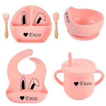 Personalized Baby Feeding Set - Safe 6pcs Silicone Set