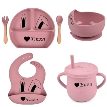 Personalized Baby Feeding Set - Safe 6pcs Silicone Set