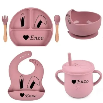 Personalized Baby Feeding Set - Safe 6pcs Silicone Set