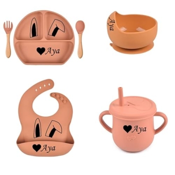 Personalized Baby Feeding Set - Safe 6pcs Silicone Set