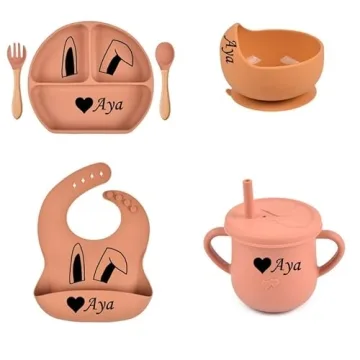 Personalized Baby Feeding Set - Safe 6pcs Silicone Set