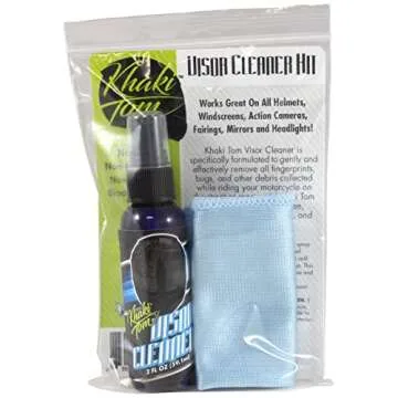Motorcycle Helmet and Visor Cleaner - 2 oz Streak Free Spray and Microfiber Towel - Over 200 Sprays
