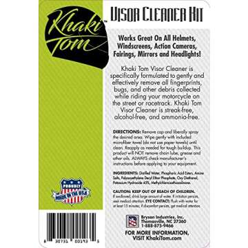 Motorcycle Helmet and Visor Cleaner - 2 oz Streak Free Spray and Microfiber Towel - Over 200 Sprays