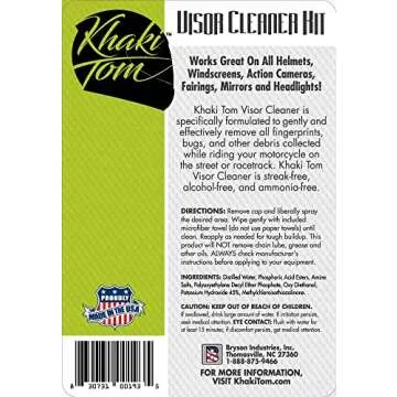 Motorcycle Helmet and Visor Cleaner - 2 oz Streak Free Spray and Microfiber Towel - Over 200 Sprays