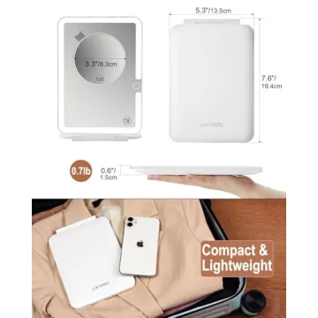 Rechargeable Travel Makeup Mirror with LED Lights 10X Magnification