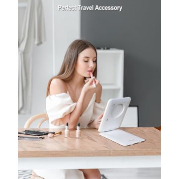 Rechargeable Travel Makeup Mirror with LED Lights 10X Magnification