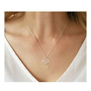 Zealmer Women Infinity Love Pendant Necklace White Gold Plated