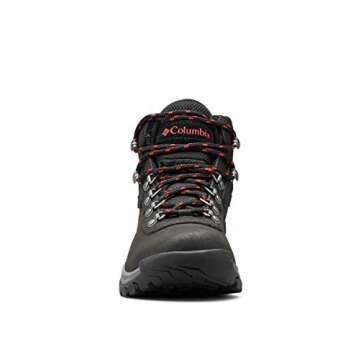 Columbia womens Newton Ridge Plus Waterproof Hiking Boot, Black/Poppy Red, 10 US