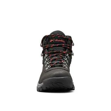 Columbia womens Newton Ridge Plus Waterproof Hiking Boot, Black/Poppy Red, 10 US
