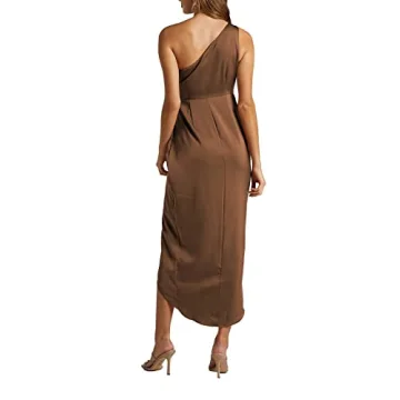 LYANER One Shoulder Ruched Midi Dress for Special Occasions