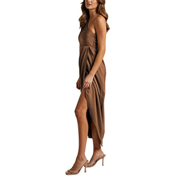 LYANER One Shoulder Ruched Midi Dress for Special Occasions