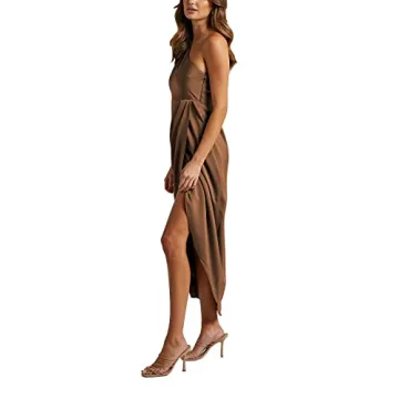 LYANER One Shoulder Ruched Midi Dress for Special Occasions