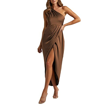 LYANER One Shoulder Ruched Midi Dress for Special Occasions