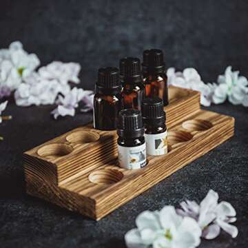 MyGift 8.5 Inch Rustic Burnt Solid Wood Essential Oil Holder Stand with 2 Tier Display, Vanity Table...