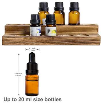 MyGift 8.5 Inch Rustic Burnt Solid Wood Essential Oil Holder Stand with 2 Tier Display, Vanity Tabletop Cosmetic Storage Organizer Rack, Holds 11 (20ml) Bottles
