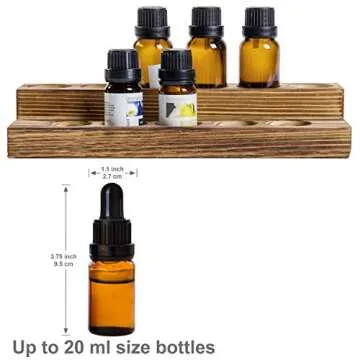 MyGift 8.5 Inch Rustic Burnt Solid Wood Essential Oil Holder Stand with 2 Tier Display, Vanity Tabletop Cosmetic Storage Organizer Rack, Holds 11 (20ml) Bottles