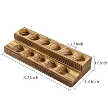 MyGift 8.5 Inch Rustic Burnt Solid Wood Essential Oil Holder Stand with 2 Tier Display, Vanity Tabletop Cosmetic Storage Organizer Rack, Holds 11 (20ml) Bottles