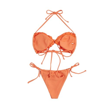 GORGLITTER Neon G String Thong Bikini Set for Women