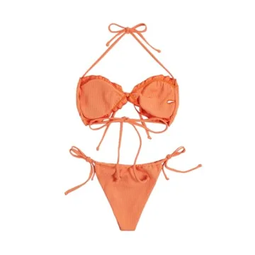 GORGLITTER Neon G String Thong Bikini Set for Women