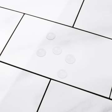 DICOFUN Polished White Marble Peel and Stick Backsplash Wall Tiles, 12"x12" Thick PVC Subway Tile for Kitchen Backsplash, 10 Sheets