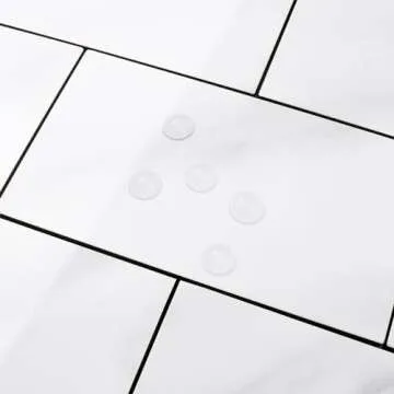 DICOFUN Polished White Marble Peel and Stick Backsplash Wall Tiles, 12"x12" Thick PVC Subway Tile for Kitchen Backsplash, 10 Sheets