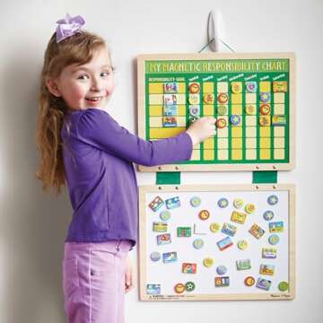 Melissa & Doug Deluxe Wooden Magnetic Responsibility Chart With 90 Magnets