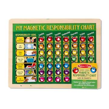 Melissa & Doug Deluxe Wooden Magnetic Responsibility Chart With 90 Magnets