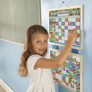 Melissa & Doug Deluxe Wooden Magnetic Responsibility Chart With 90 Magnets