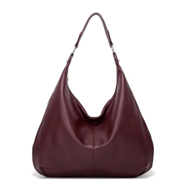 Ashioup Hobo Bags for Women - Soft PU Leather Slouchy Shoulder Bag in Maroon