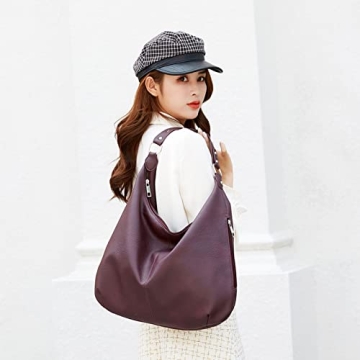 Stylish Ashioup Hobo Bags for Women - Maroon Faux Leather