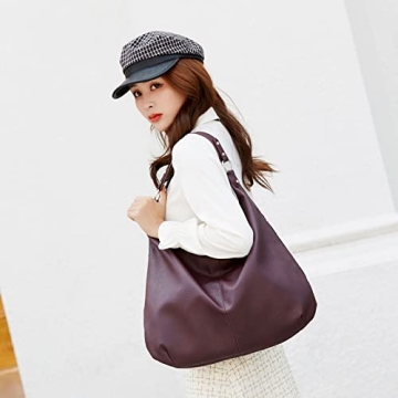Stylish Ashioup Hobo Bags for Women - Maroon Faux Leather