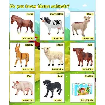 KECIABO Animal Figurines, Big Animal Toys, 8 Pcs Farm Animals Figurines Toys, Realistic Plastic Animals Playset, Educational Learning Toy Set for Kids Toddlers