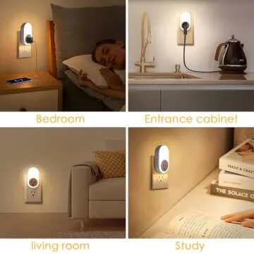 Dawnrise Night Lights with Adjustable Brightness and Outlet
