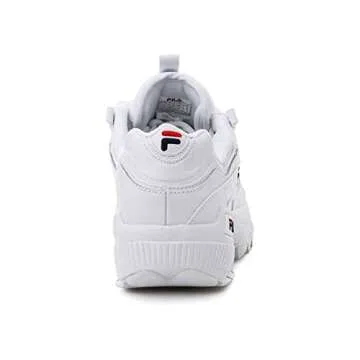 Fila Men's D-Formation Chunky Active Lace Top Round Toe Low Heel Fashion Casual Sneakers, White/Navy/Red, 10.5