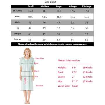 Keyocean Ladies Nightgowns for Summer, Soft Cotton Lightweight Comfortable Short Sleeves Women Nightdress