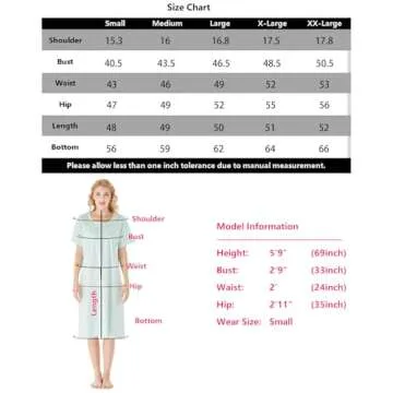 Keyocean Ladies Nightgowns for Summer, Soft Cotton Lightweight Comfortable Short Sleeves Women Nightdress