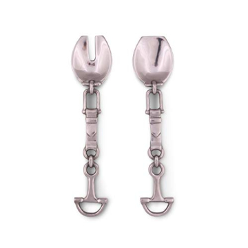 Arthur Court Aluminum Equestrian Horse Bit Salad Serving Spoon and Fork Set - 12 Inch Long