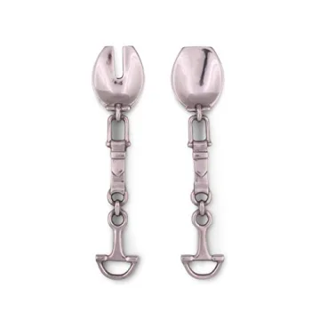 Arthur Court Aluminum Equestrian Horse Bit Salad Serving Spoon and Fork Set - 12 Inch Long