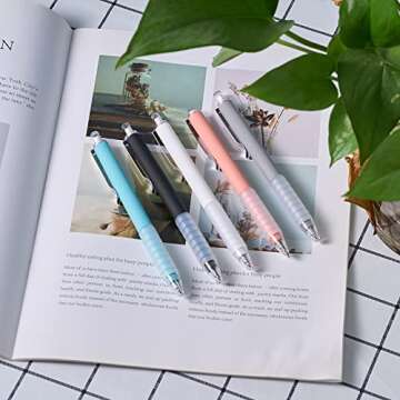 Abaokai Black Ink Ballpoint Pens 1mm, Medium Point Gel Pens Black Ink Work Pen with Super Soft Grip Ball Point Pens for Men Women Retractable Office Pens (4 Pack)
